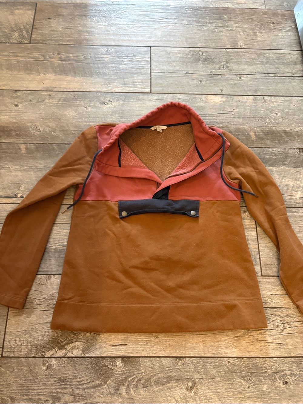 Signature Colorblock Hooded Teddy Jacket - Rust & Coral